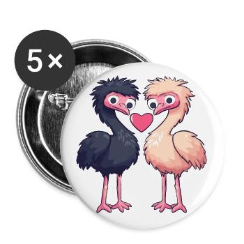 Ostrich Couple Love Couple In Love - Buttons large 2.2''/56 mm (5-pack) - white - Front