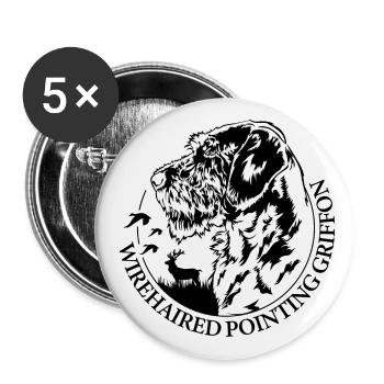 Wirehaired Pointing Griffon Portrait Hund Wilsigns - Buttons groß 56 mm (5er Pack) - Weiß - Vorne