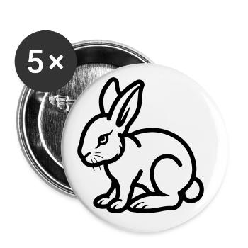 Hase Ostern - Buttons groß 56 mm (5er Pack) - Weiß - Vorne