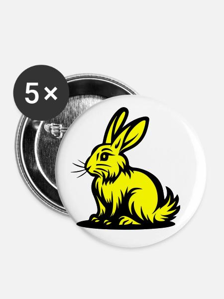 Hase Ostern - Buttons groß 56 mm (5er Pack) - Weiß