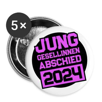 Enterrement de vie de jeune fille enterrement de vie de garçon 2024 - Lot de 5 grands badges (56 mm) - blanc - Devant