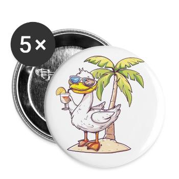 Goose Summer Beach Vacation - Buttons large 2.2''/56 mm (5-pack) - white - Front