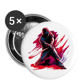 Baseball player in red pop art - Buttons large 2.2''/56 mm (5-pack) - white - Front