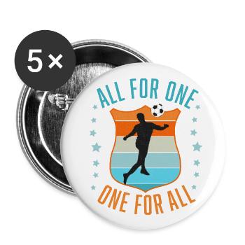 Fußball Teamgeist - Buttons groß 56 mm (5er Pack) - Weiß - Vorne