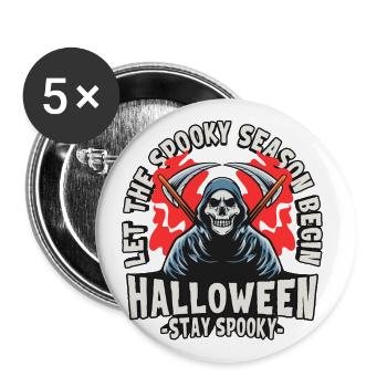 Halloween Grim Reaper Skeleton - Buttons large 2.2''/56 mm (5-pack) - white - Front