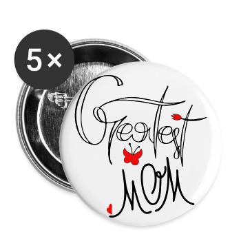 Greatest Mom Muttertag - Buttons groß 56 mm (5er Pack) - Weiß - Vorne