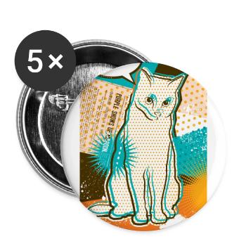 Cat MEOW, pop art, collage - Buttons large 2.2''/56 mm (5-pack) - white - Front
