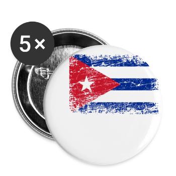 Bannière drapeau Cuba rhum cubain de La Havane - Lot de 5 grands badges (56 mm) - blanc - Devant