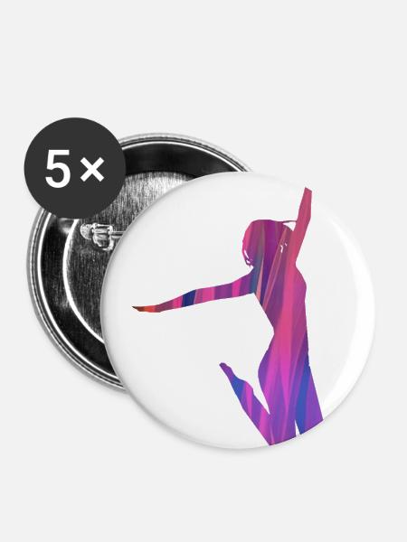 sprung,tan,tänzerin,graffiti,pink,rosa - Buttons groß 56 mm (5er Pack) - Weiß