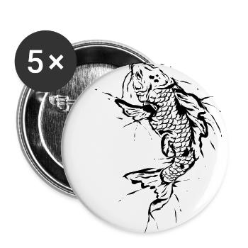 Fisch Angeln Karpfen - Buttons groß 56 mm (5er Pack) - Weiß - Vorne