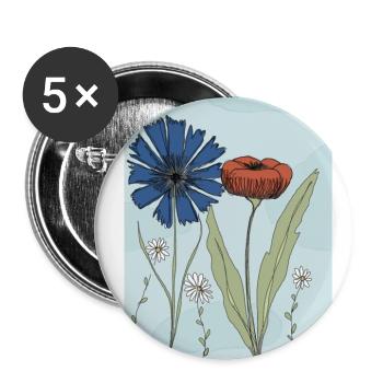 Poppy & Cornflower - Buttons large 2.2''/56 mm (5-pack) - white - Front