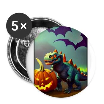 Halloween Dinosaurier Kürbis Fledermaus - Buttons groß 56 mm (5er Pack) - Weiß - Vorne