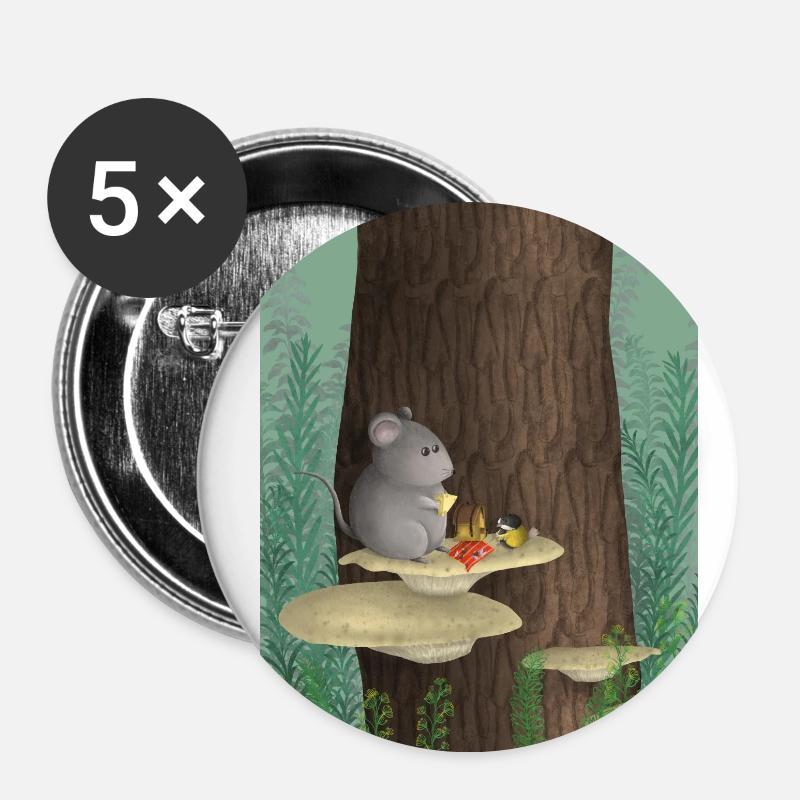 A picknick in the forest - Buttons large 2.2''/56 mm (5-pack) - white