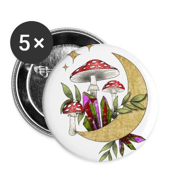 Mushrooms in the moonlight - Buttons large 2.2''/56 mm (5-pack) - white - Front