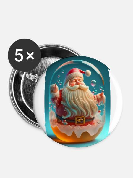 Weihnachtsmann-Gelee - Buttons groß 56 mm (5er Pack) - Weiß