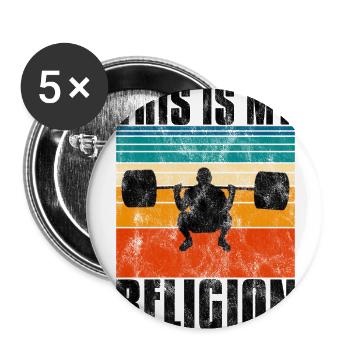 This is my religion Bodybuilding Bodybuilder GYM - Buttons groß 56 mm (5er Pack) - Weiß - Vorne