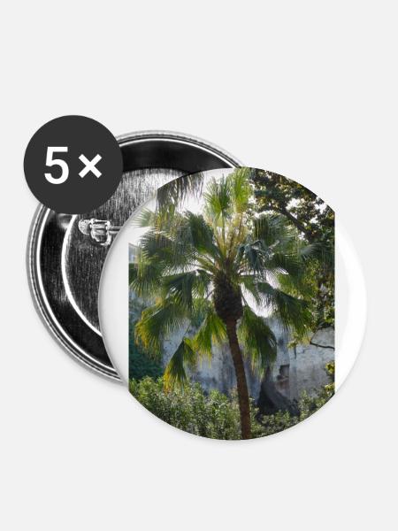 Palme - Buttons groß 56 mm (5er Pack) - Weiß