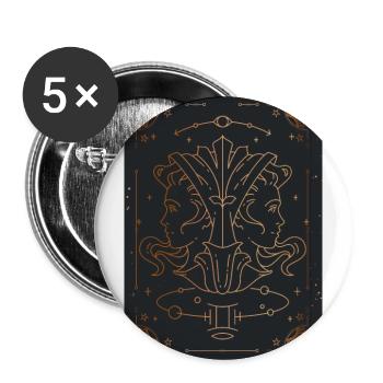 Signe des Gémeaux : Constellation du zodiaque - Lot de 5 grands badges (56 mm) - blanc - Devant