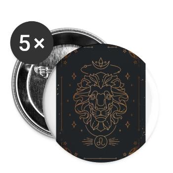 Signe du Lion : Constellation du zodiaque - Lot de 5 grands badges (56 mm) - blanc - Devant