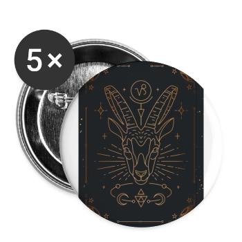 Signe du Capricorne : Constellation du zodiaque - Lot de 5 grands badges (56 mm) - blanc - Devant