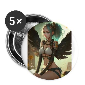 Divine Guardian - Magnifique design d’ange d’ange d’anime - Lot de 5 grands badges (56 mm) - blanc - Devant