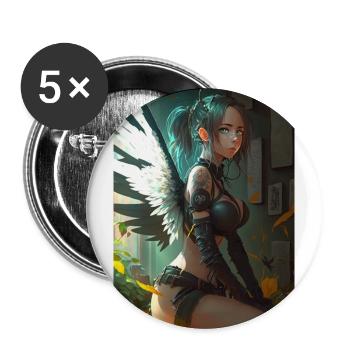 Divine Guardian - Magnifique design d’ange d’ange d’anime - Lot de 5 grands badges (56 mm) - blanc - Devant