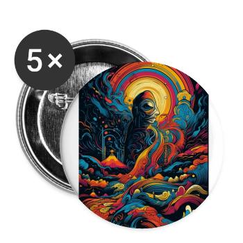 Trippy Explosion - Psychedelic Motif - Buttons large 2.2''/56 mm (5-pack) - white - Front