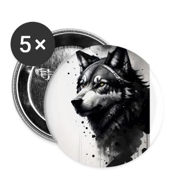 Wölfin - Buttons groß 56 mm (5er Pack) - Weiß - Vorne