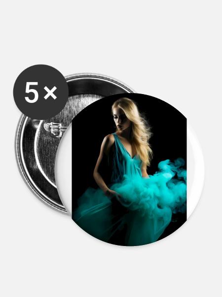 Cyan Schönheit 4 - Buttons groß 56 mm (5er Pack) - Weiß