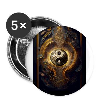 Yin Yang 4 - Buttons groß 56 mm (5er Pack) - Weiß - Vorne