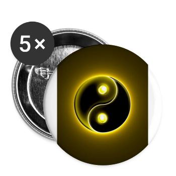 Yin Yang gelb 2 - Buttons groß 56 mm (5er Pack) - Weiß - Vorne