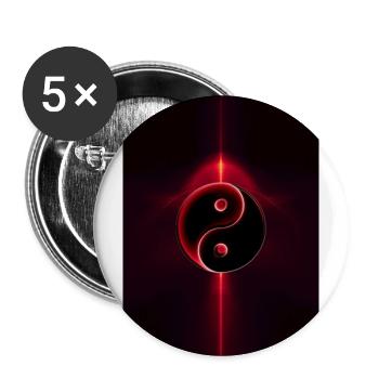 Yin Yang rot 1 - Buttons groß 56 mm (5er Pack) - Weiß - Vorne