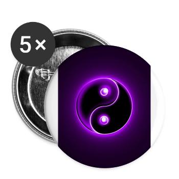 Yin Yang lila 2 - Buttons groß 56 mm (5er Pack) - Weiß - Vorne