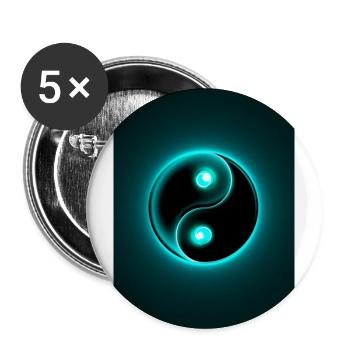 Yin Yang cyan 2 - Buttons groß 56 mm (5er Pack) - Weiß - Vorne