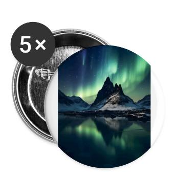 Lac Northern Lights Mountain - Lot de 5 grands badges (56 mm) - blanc - Devant
