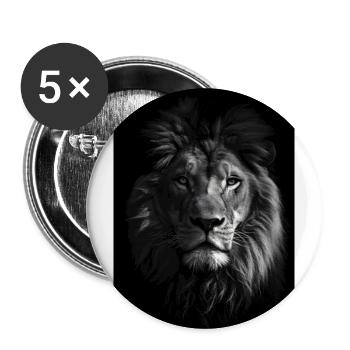 Lion Portrait - Buttons large 2.2''/56 mm (5-pack) - white - Front