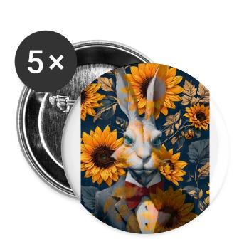 Lapin blanc - Lot de 5 grands badges (56 mm) - blanc - Devant