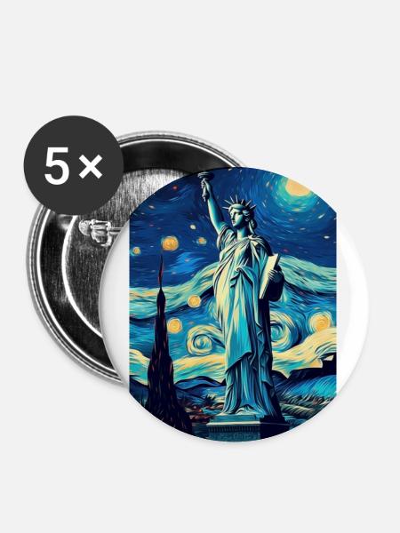 New York - Buttons groß 56 mm (5er Pack) - Weiß