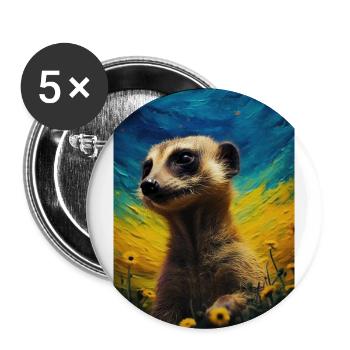 Erdmännchen - Buttons groß 56 mm (5er Pack) - Weiß - Vorne
