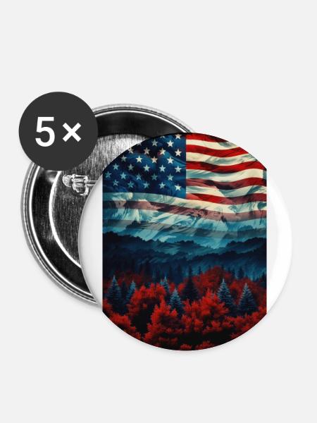 USA - Buttons groß 56 mm (5er Pack) - Weiß