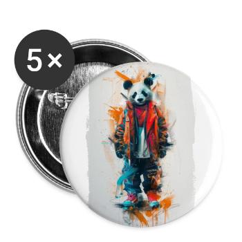 Colorful Panda - Buttons large 2.2''/56 mm (5-pack) - white - Front