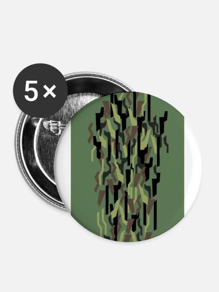 Camouflage Kunst Olive - Buttons groß 56 mm (5er Pack) - Weiß