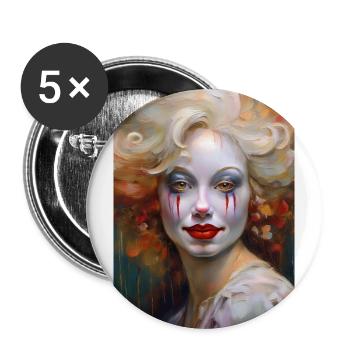 Portrait of a colorful clown 3 - Buttons large 2.2''/56 mm (5-pack) - white - Front