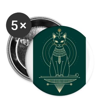 Bastet Egyptian Cat - Buttons large 2.2''/56 mm (5-pack) - white - Front