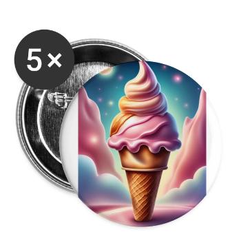 Cône de fraise - Lot de 5 grands badges (56 mm) - blanc - Devant