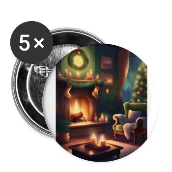 Grünes Weihnachtshaus - Buttons groß 56 mm (5er Pack) - Weiß - Vorne
