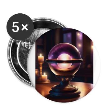 Magische Kristallkugel - Buttons groß 56 mm (5er Pack) - Weiß - Vorne