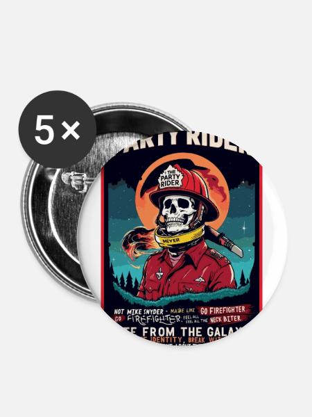 PARTY RIDER - Buttons groß 56 mm (5er Pack) - Weiß