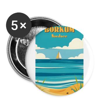 Borkum - Buttons groß 56 mm (5er Pack) - Weiß - Vorne