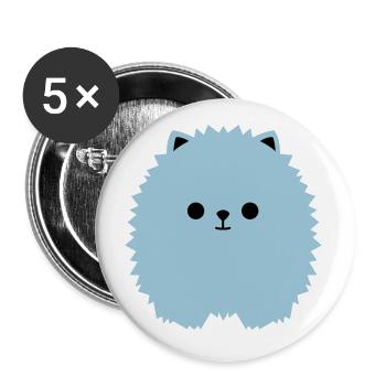 Zwergspitz V1 - Buttons groß 56 mm (5er Pack) - Weiß - Vorne